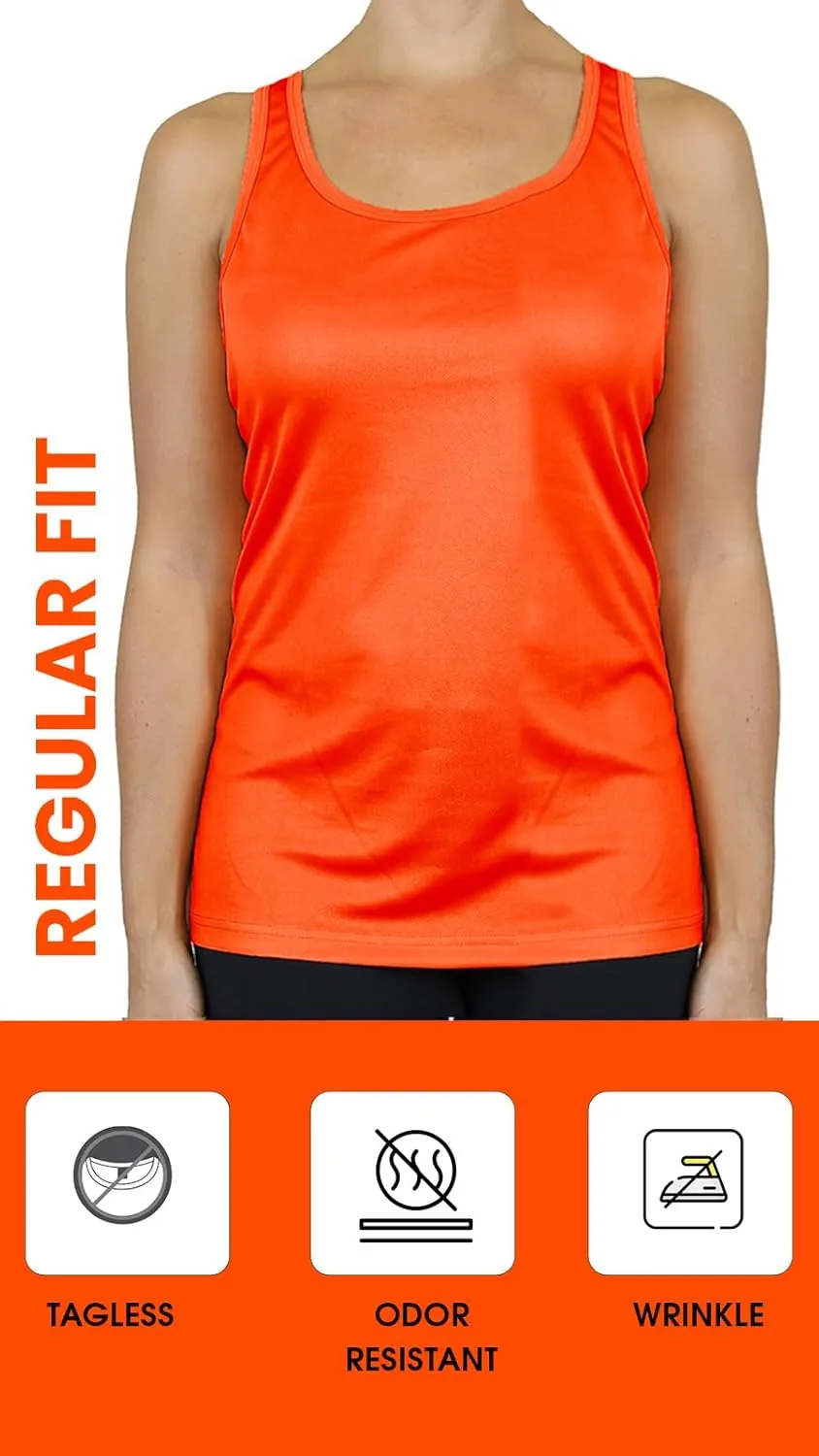 Galaxy by Harvic Womens Moisture Wicking Racerback Tagless Polyester Tanks Tops
