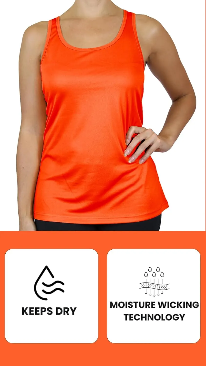 Galaxy by Harvic Womens Moisture Wicking Racerback Tagless Polyester Tanks Tops