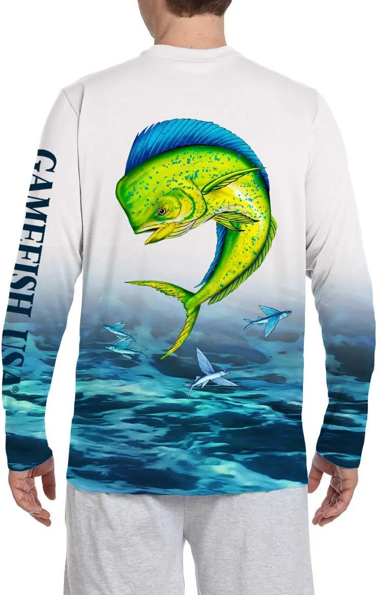 GAMEFISH USA UPF 50 Microfiber Moisture Wicking Long Sleeve Performance Fishing Shirt