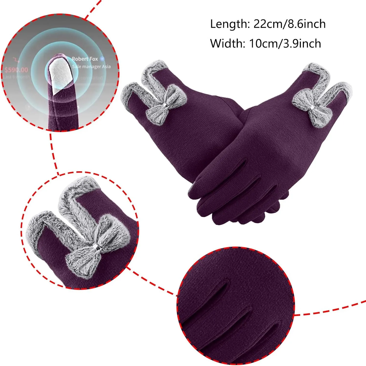Girls Comfortable Mittens Winter Gloves Warm Touchscreen Gloves Windproof Glove for Women Girls Ladies Winter