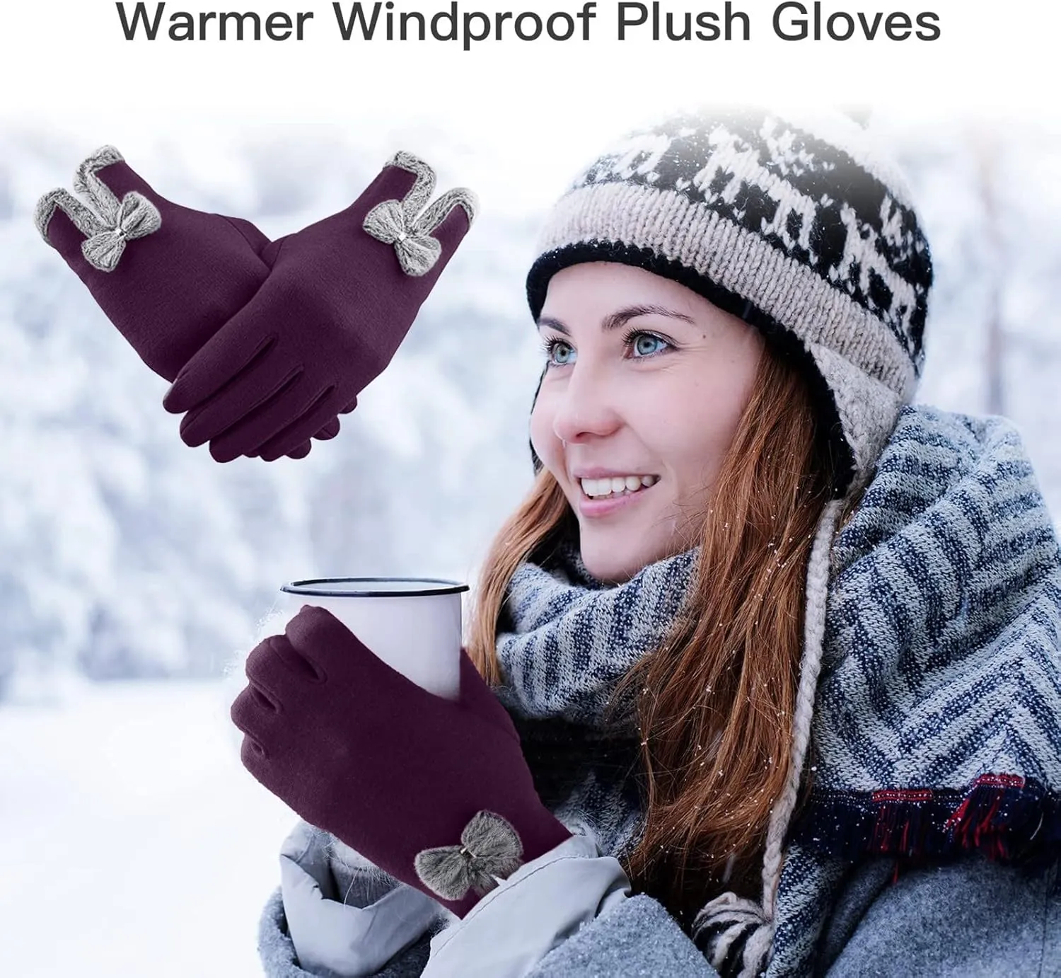 Girls Comfortable Mittens Winter Gloves Warm Touchscreen Gloves Windproof Glove for Women Girls Ladies Winter