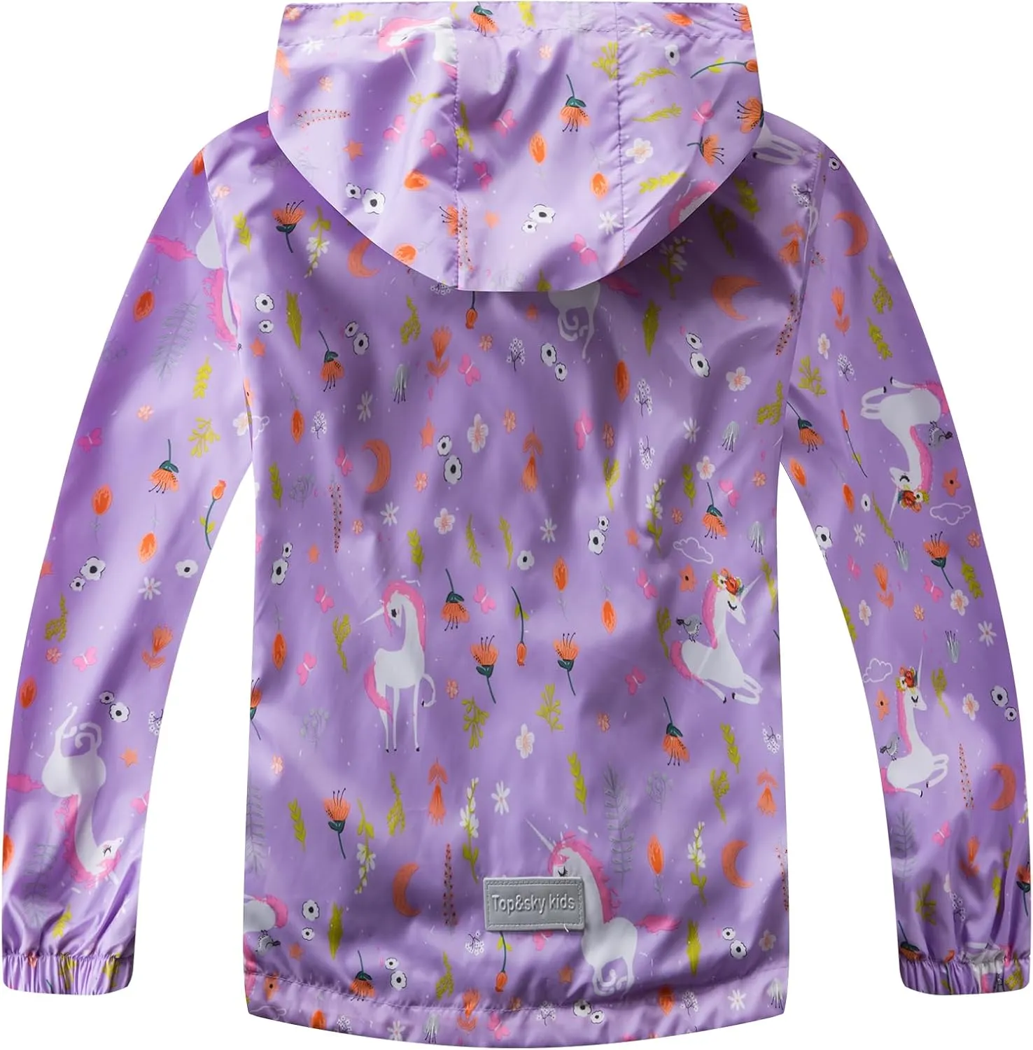 Girls Rain Jackets Lightweight Waterproof Hooded Winter Raincoats Windbreakers for Kids Fleece Knitted Lining