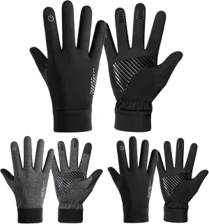 Gloves For Winter Women's Winter Touchscreen Gloves Knit Glove Elastic Cuff Winter Warm Texting Mitten Cold Weather Gloves (Grey, One Size)