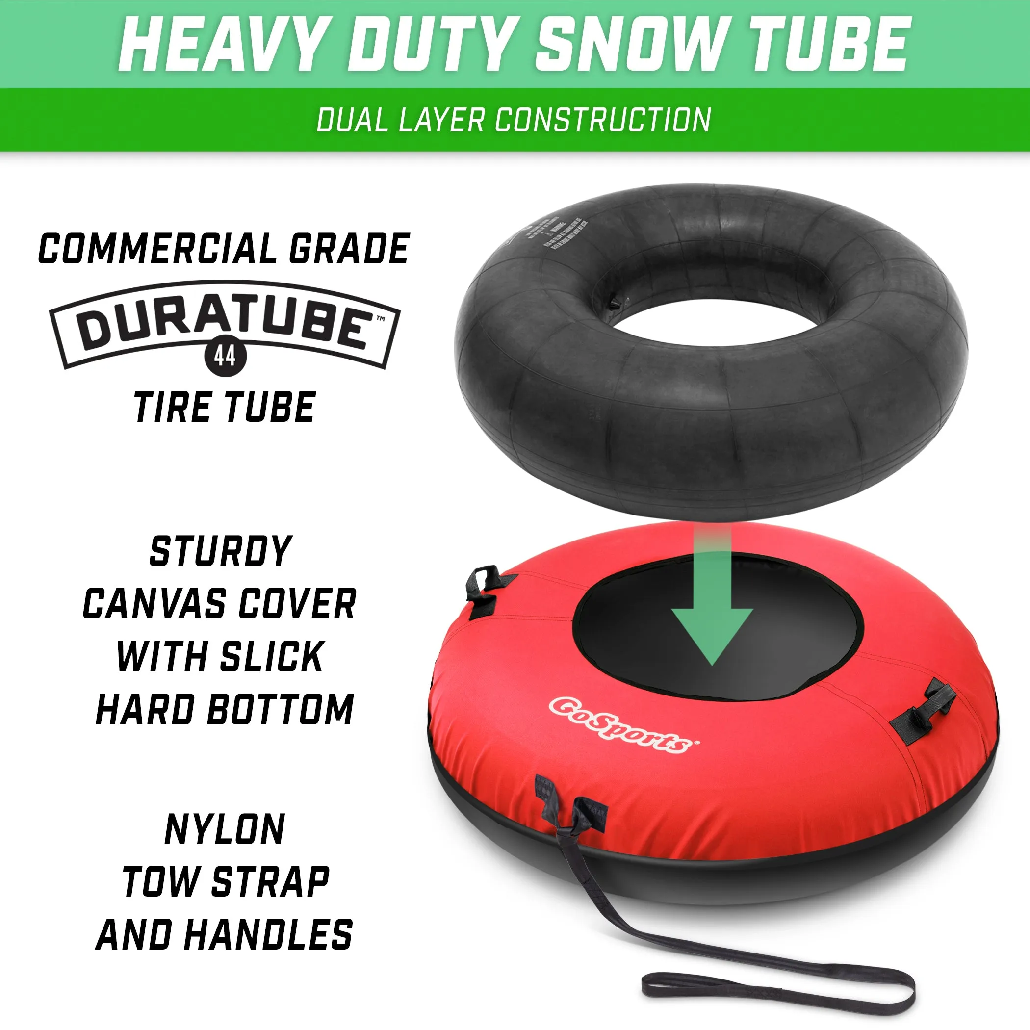 GoSports 40" Hard Bottom Snow Tube - Red