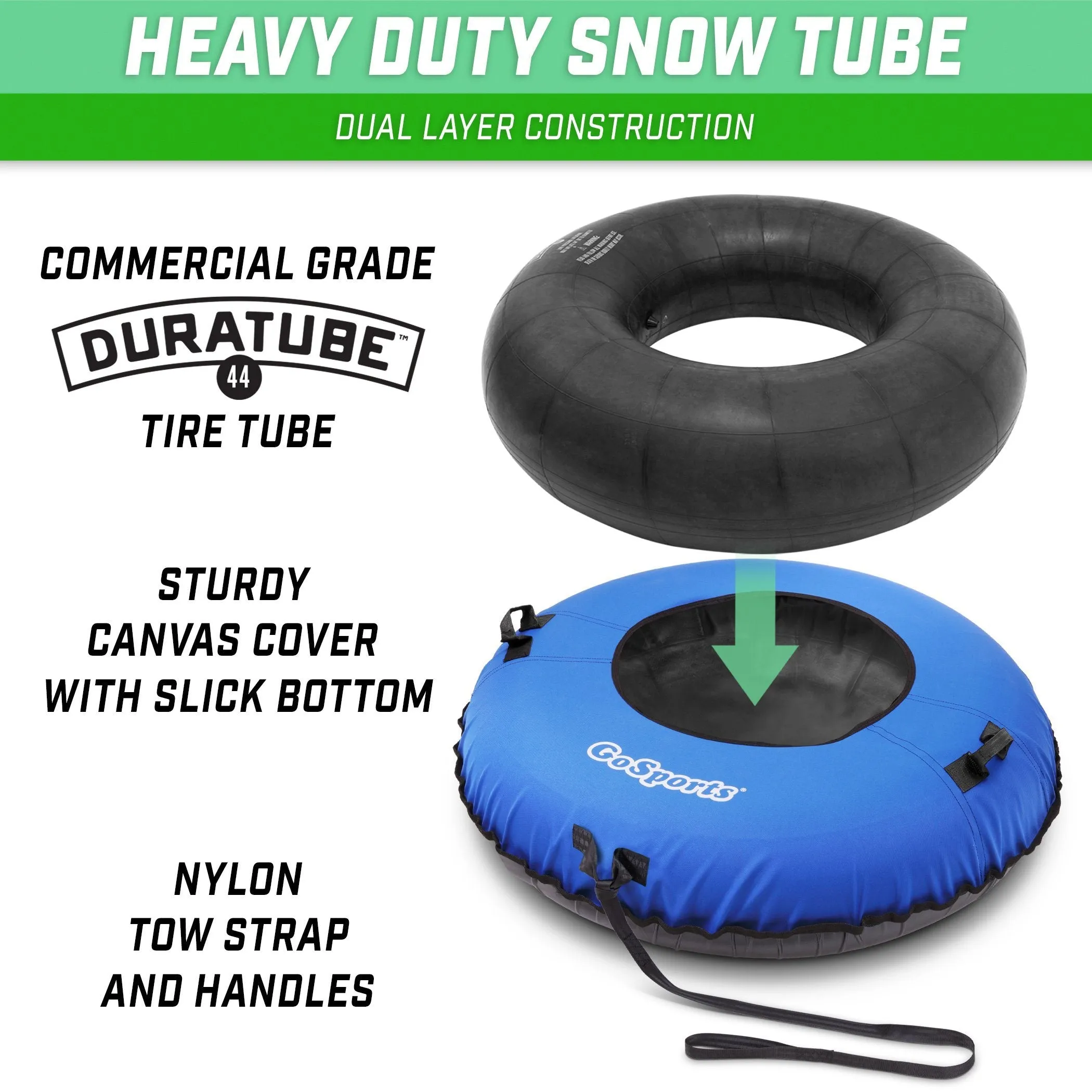 GoSports 44 Inch Heavy-Duty Winter Snow Tube - Blue