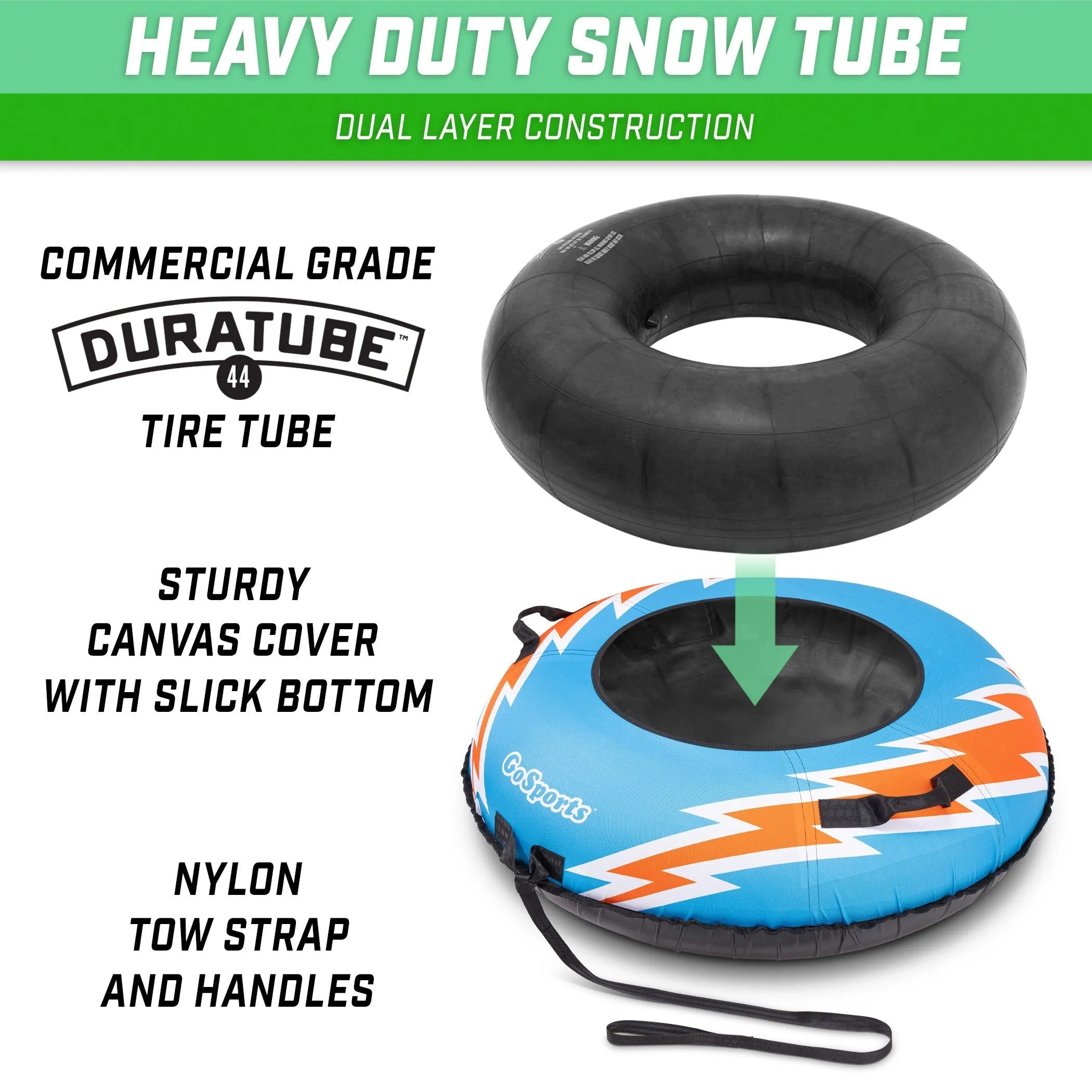 GoSports 44 Inch Heavy-Duty Winter Snow Tube - Retro