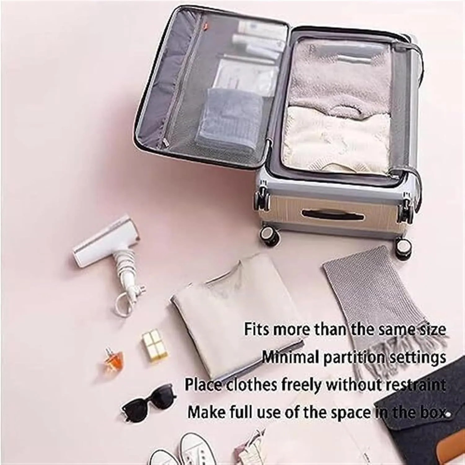 Habrur Checked Luggage Carry On Luggage Foldable Suitcases Adjustable Trolley Carry On Luggage Front Open Portable Suitcase Luggage Suitcase (Color : A, Size : 20 inch)