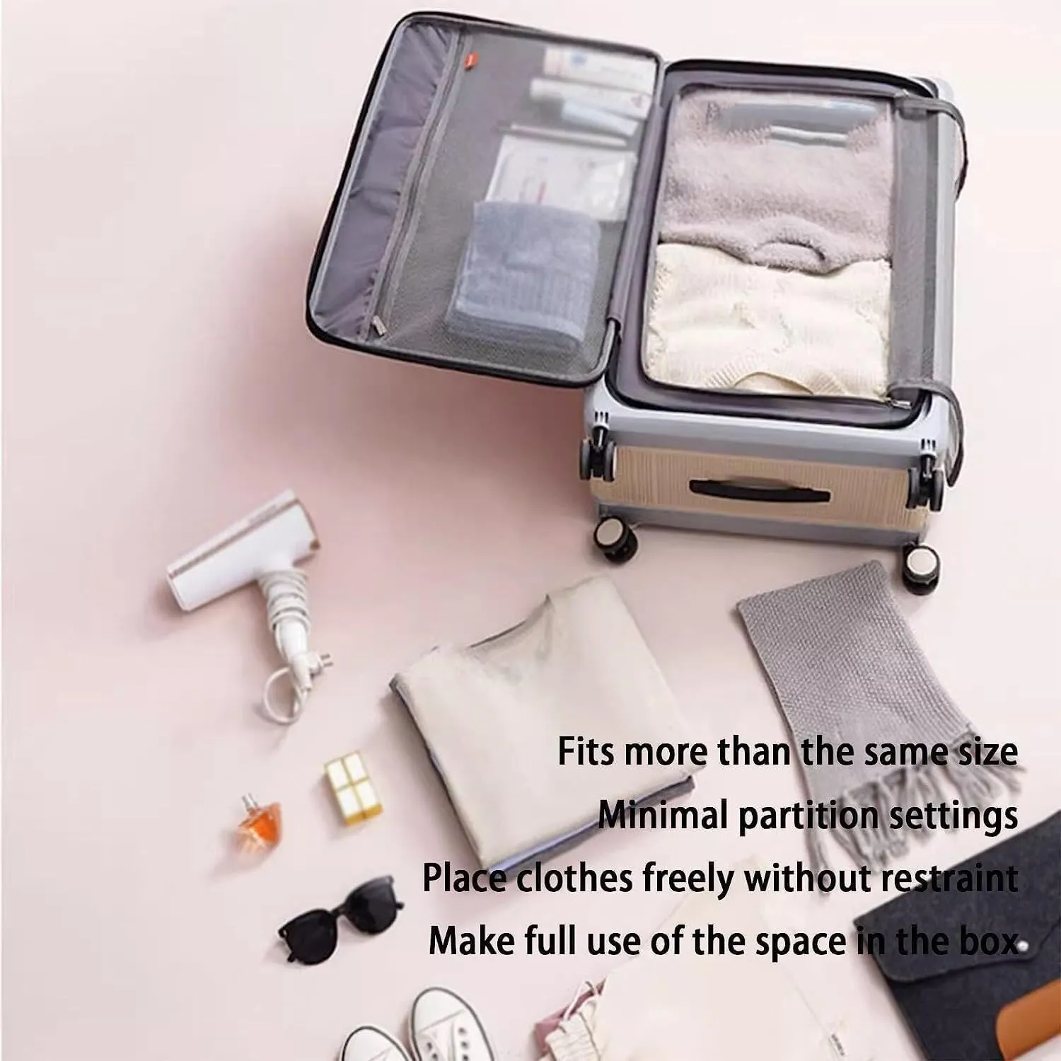 Habrur Checked Luggage Carry On Luggage Foldable Suitcases Adjustable Trolley Carry On Luggage Front Open Universal Wheel Luggage Suitcase (Color : E, Size : 26 in)