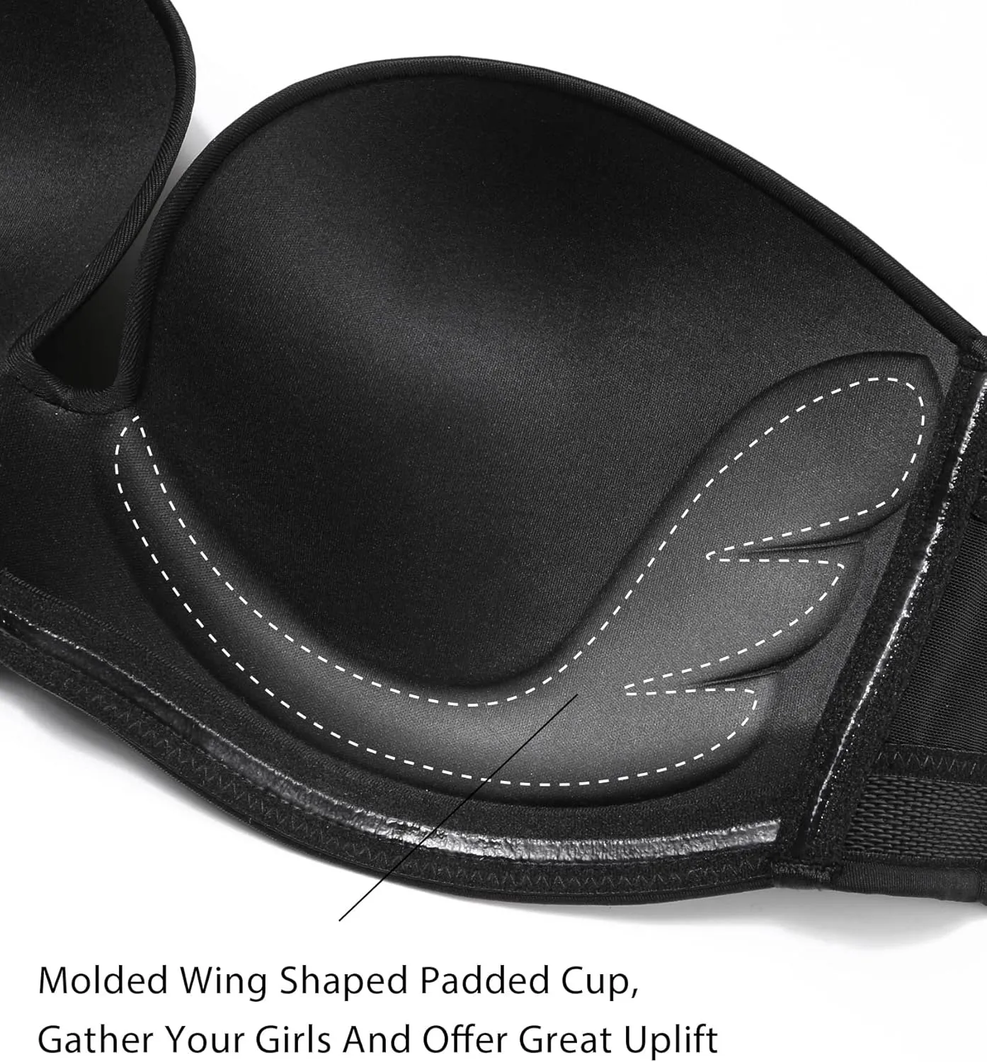 HACI Push Up Strapless Bra for Women Anti-Slip Padded Wireless Stay Put