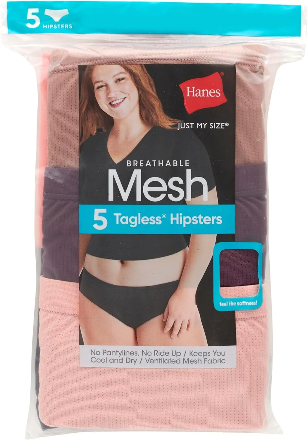 Hanes Women's Hipster Underwear Pack, Breathable Mesh Panties for Women, 5-Pack