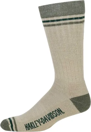 Harley-Davidson Men's Wool Surplus Crew Moisture Wicking Riding Socks - Khaki