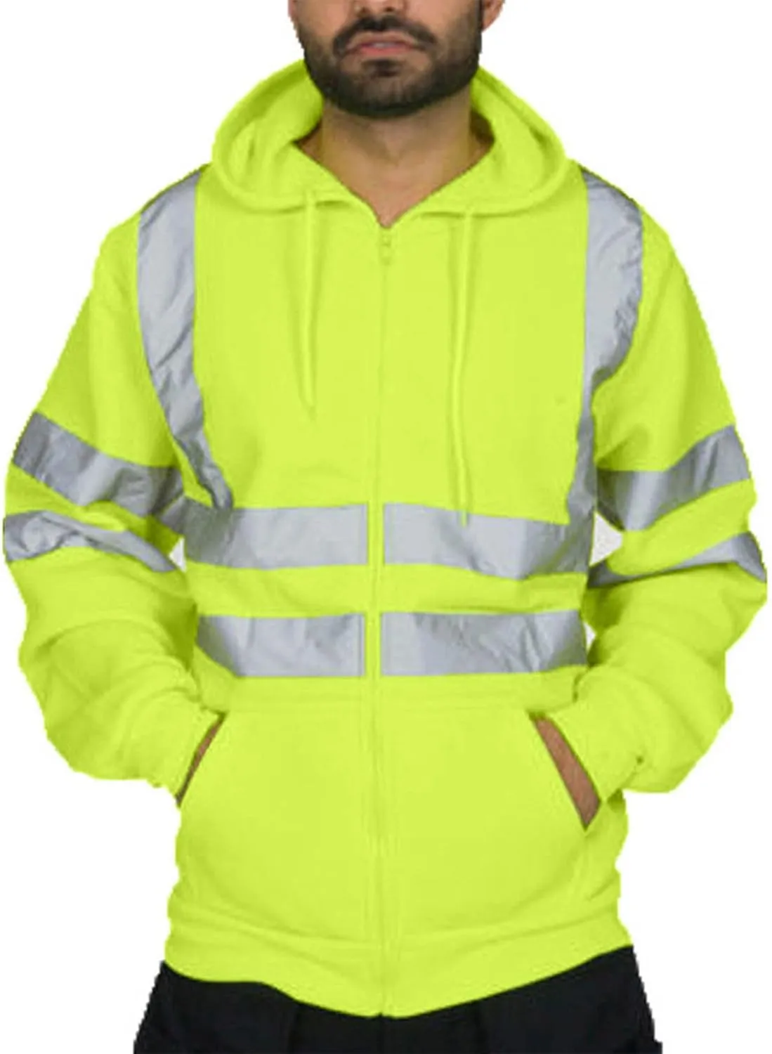 High Visibility Rain Jacket Waterproof for Men Class 3 Hi Vis Safety Rain Suit Jacket and Pant Windproof Reflective Hood Suit