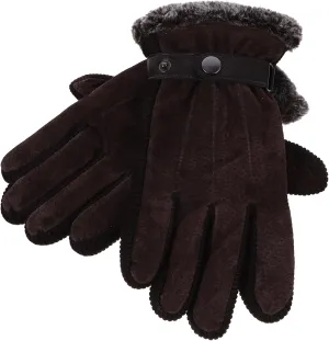 Homoyoyo Men's Winter Cold Proof Gloves Leather Bike Gloves for Men Windproof Warm Fashionable Design for Skiing Random Color