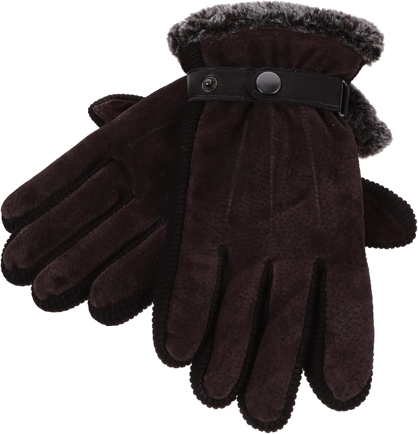 Homoyoyo Men's Winter Cold Proof Gloves Leather Bike Gloves for Men Windproof Warm Fashionable Design for Skiing Random Color