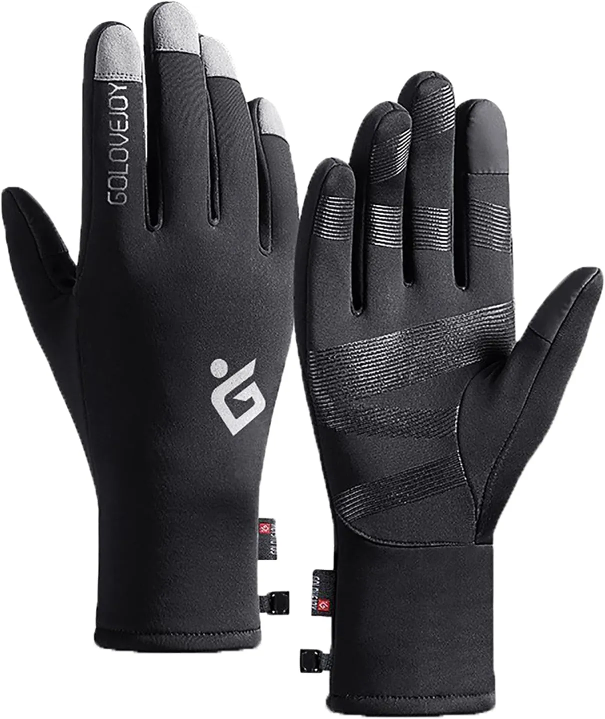 HUANLE Mens Ski Snow Gloves for Winter Waterproof Windproof Women Warm Thermal Insulation Fleece Lined Gloves Running Gloves (Black-03#A, L)
