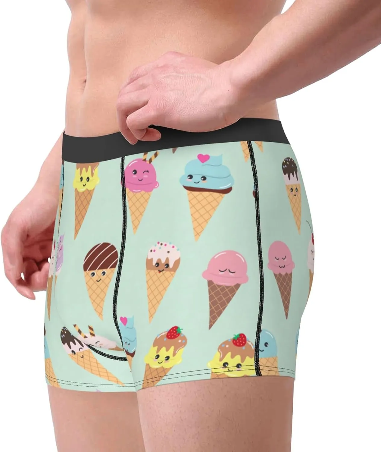 Ice Cream Cones Boxer Briefs, Moisture Wicking & Breathable,Underwear for Men