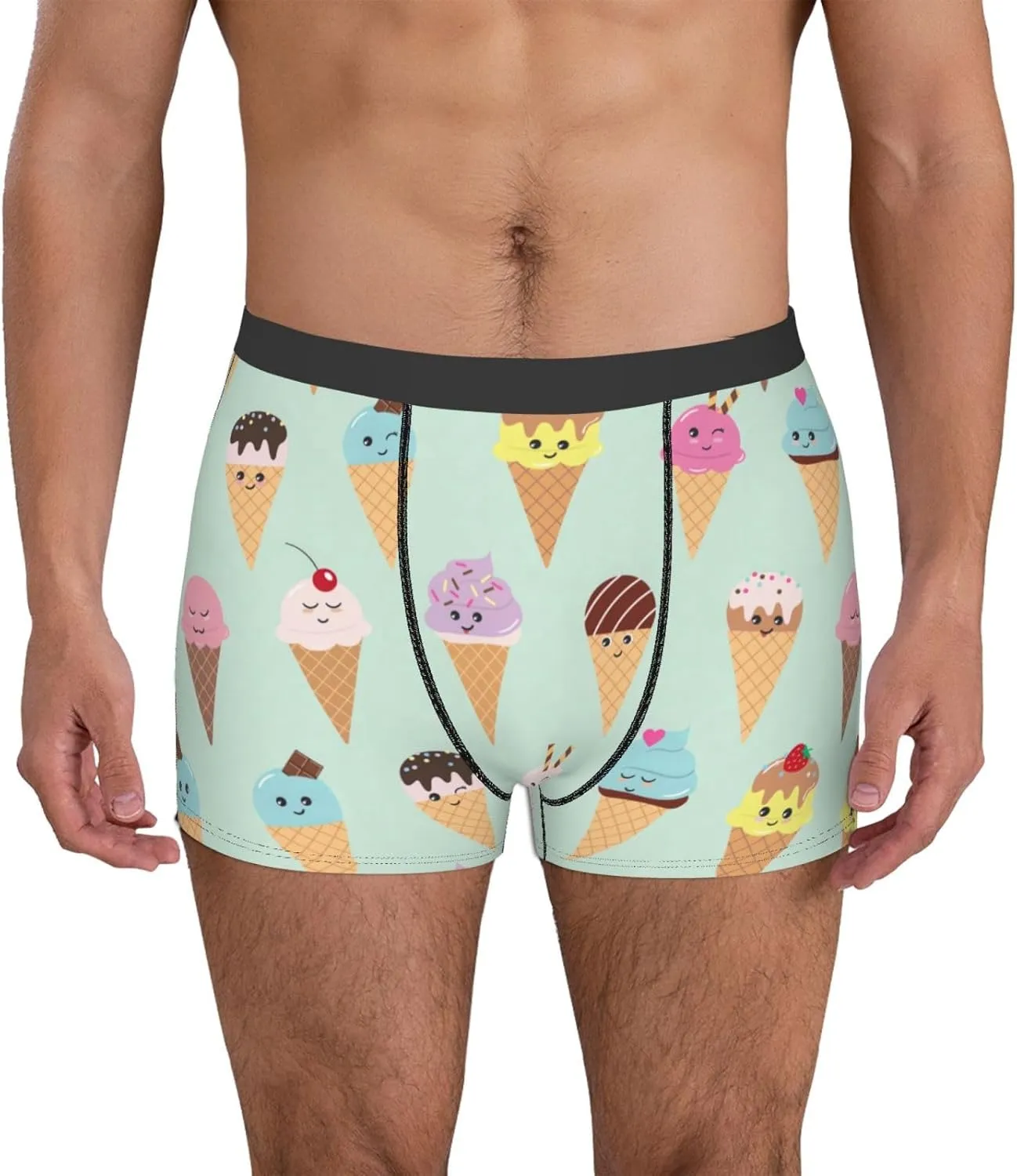 Ice Cream Cones Boxer Briefs, Moisture Wicking & Breathable,Underwear for Men
