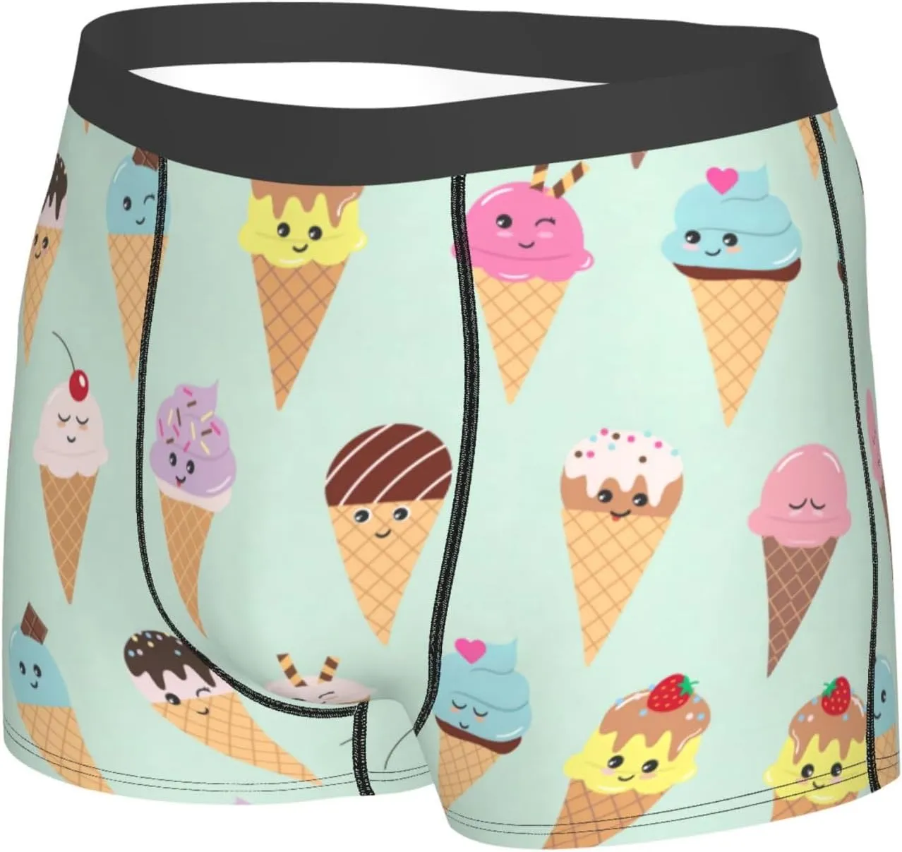 Ice Cream Cones Boxer Briefs, Moisture Wicking & Breathable,Underwear for Men