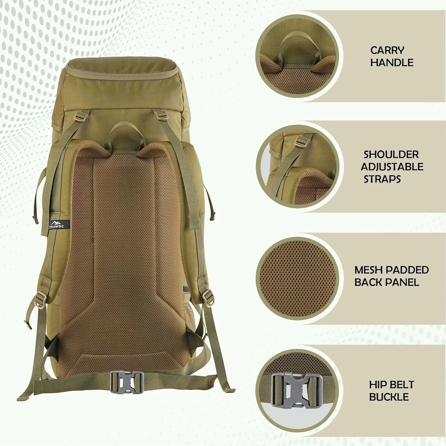 IGNITE 50 L Travel Bag Front & Top Open Backpack for Hiking Trekking Camping, Rucksack unisex, Flaxen Yellow