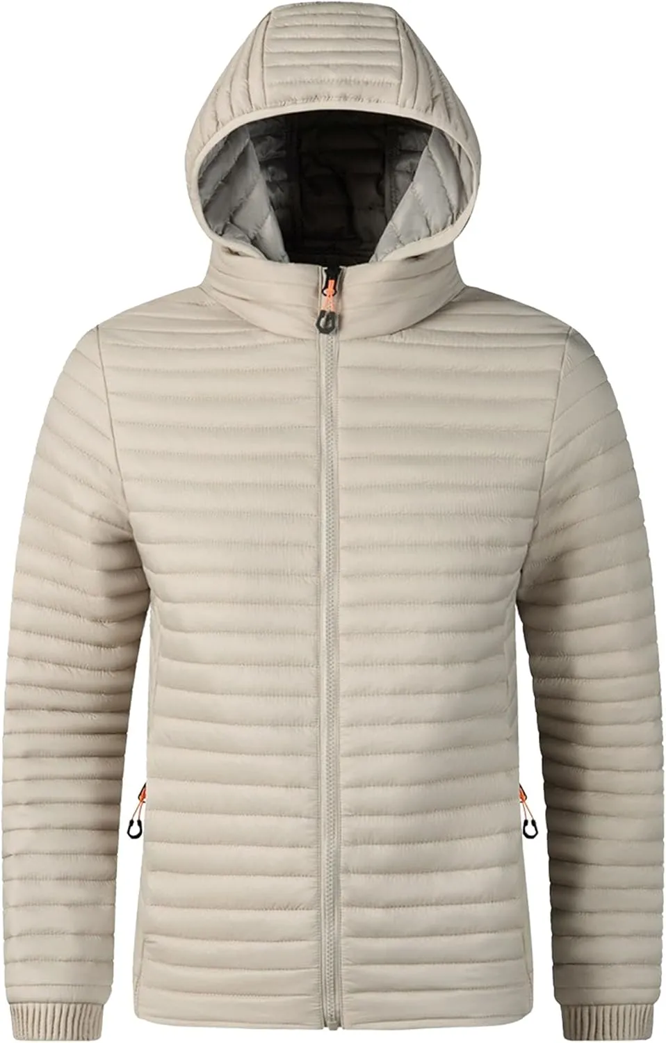 JEKE-DG Men's Zipper Casual Thermal Puffer Jacket Solid Winter Warm Down Coat Thermal Lightweight Bubble Coat