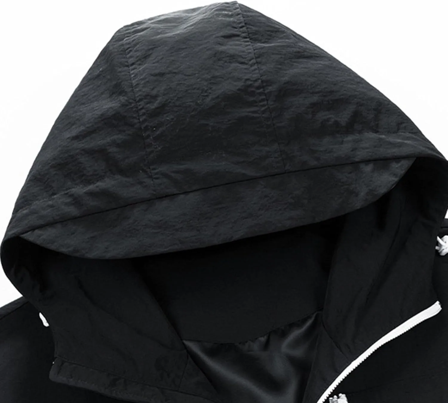 JEsilunmaMY Men's Outdoor Windproof Bomber Jacket Zip Up Lightweight Hooded Sport Jacket Waterproof Varsity Hiking Jacket