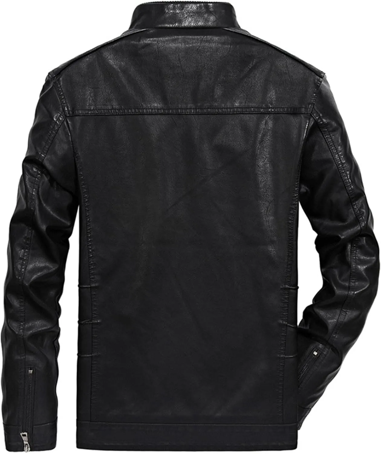 JEsilunmaMY Men's Stand Collar Slim Biker Coats Retro Full Zip Motorcycle Bomber Jackets Fall Winter Short Leather Jacket