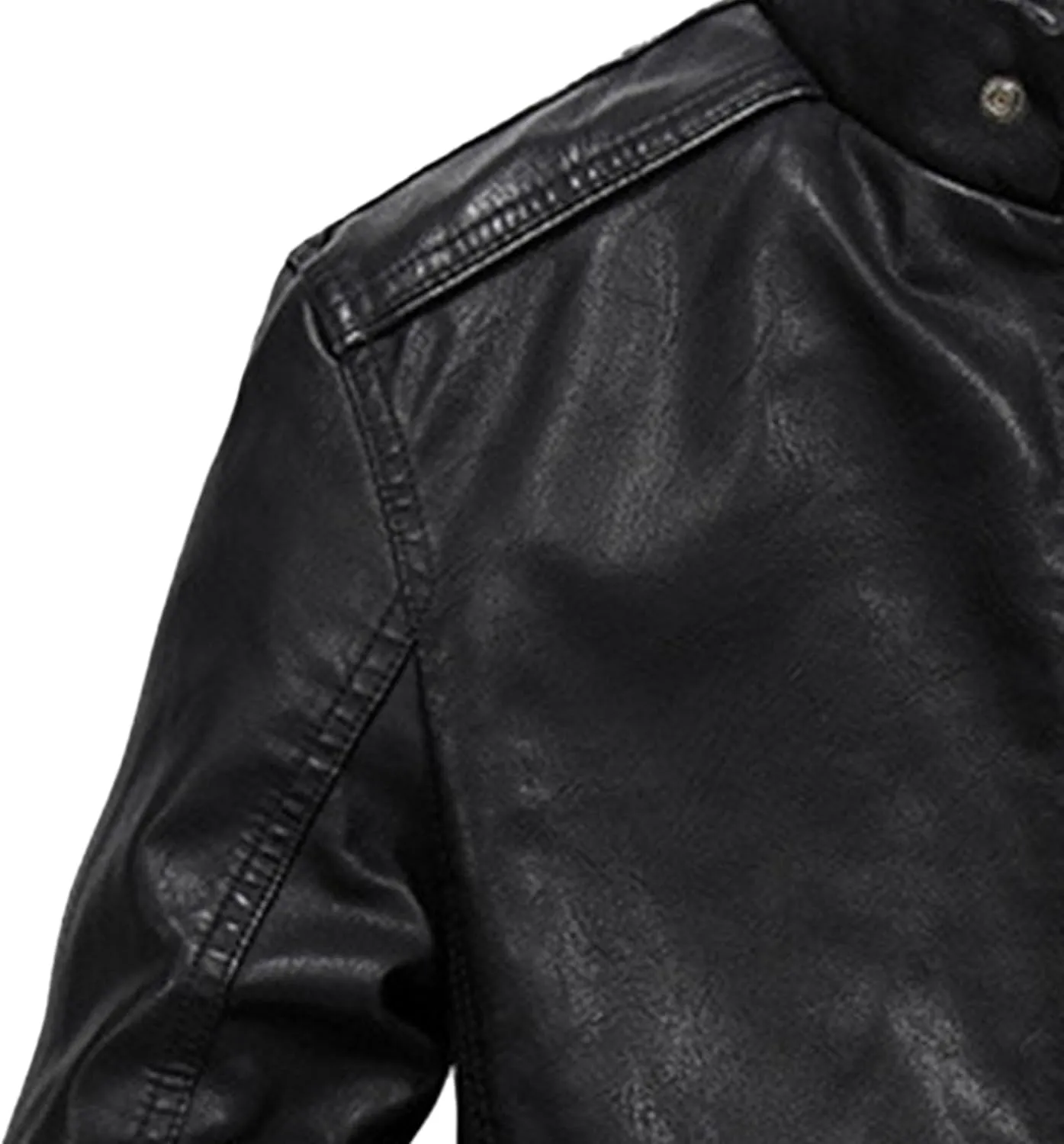 JEsilunmaMY Men's Stand Collar Slim Biker Coats Retro Full Zip Motorcycle Bomber Jackets Fall Winter Short Leather Jacket