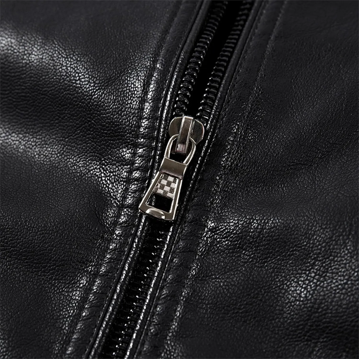 JEsilunmaMY Men's Stand Collar Slim Biker Coats Retro Full Zip Motorcycle Bomber Jackets Fall Winter Short Leather Jacket