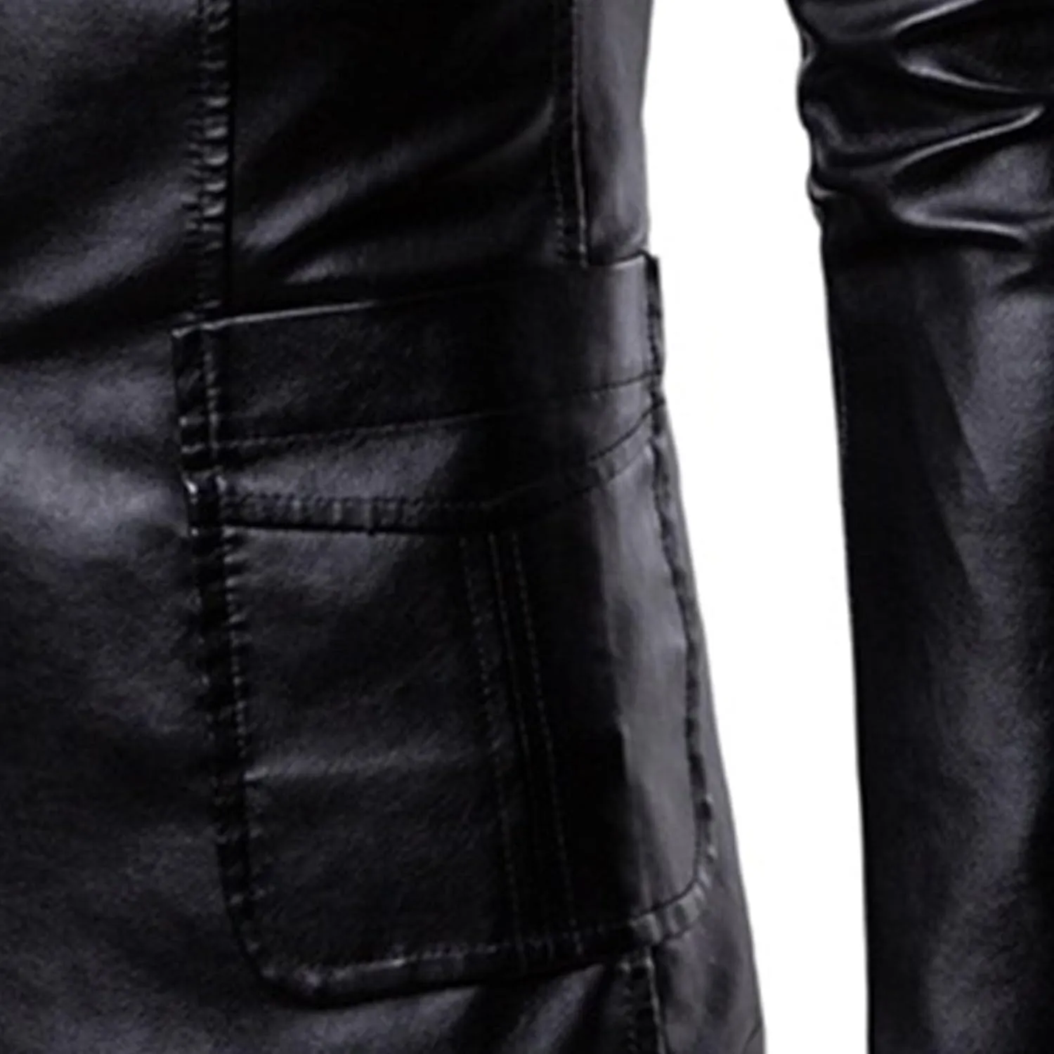 JEsilunmaMY Men's Warm Blazer Leather Jacket Notched Collar Classic Leather Blazer Business Casual Suit Coat with Pockets