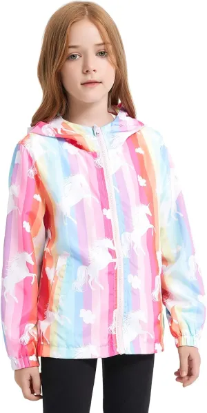 Jxstar Girls Rain Jackets Waterproof Hoodie Kids Raincoats Lightweight Windbreakers