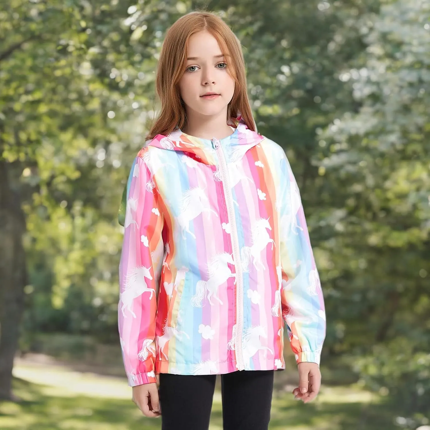 Jxstar Girls Rain Jackets Waterproof Hoodie Kids Raincoats Lightweight Windbreakers
