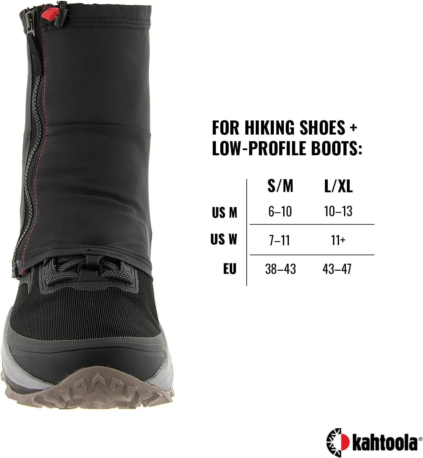 Kahtoola INSTAgaiter Mid Gaiters for Hiking, Trail Running, Mountaineering, Hunting, Rocky Terrain, Mud, Snow & Ice