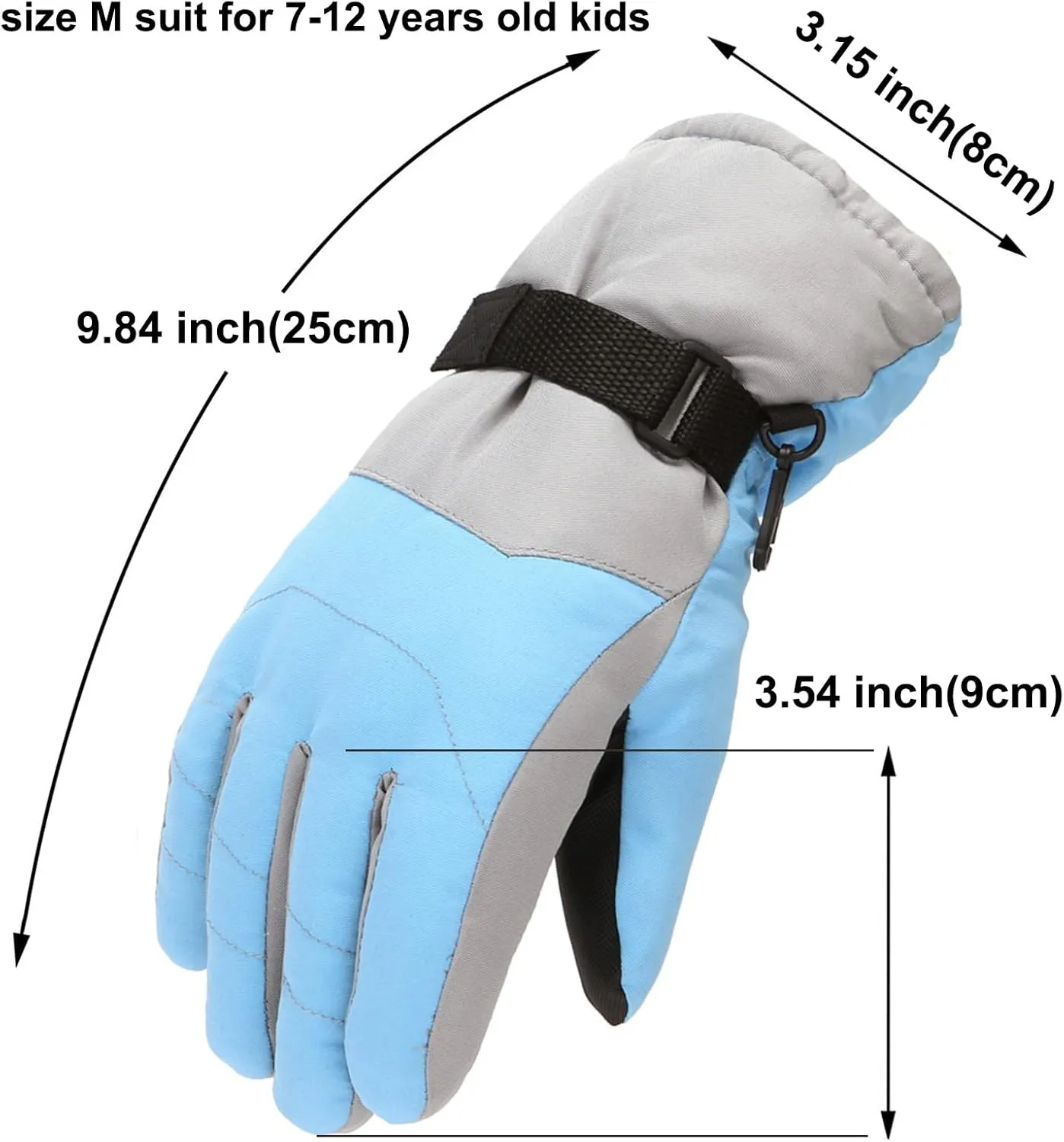 Kids Ski Gloves, Fashion aterproof Winter Snow Gloves Touchscreen Warm Snowboard Skiing Insulated Cycling Gloves