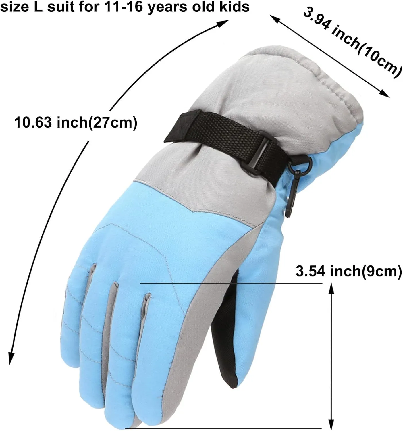 Kids Ski Gloves, Fashion aterproof Winter Snow Gloves Touchscreen Warm Snowboard Skiing Insulated Cycling Gloves