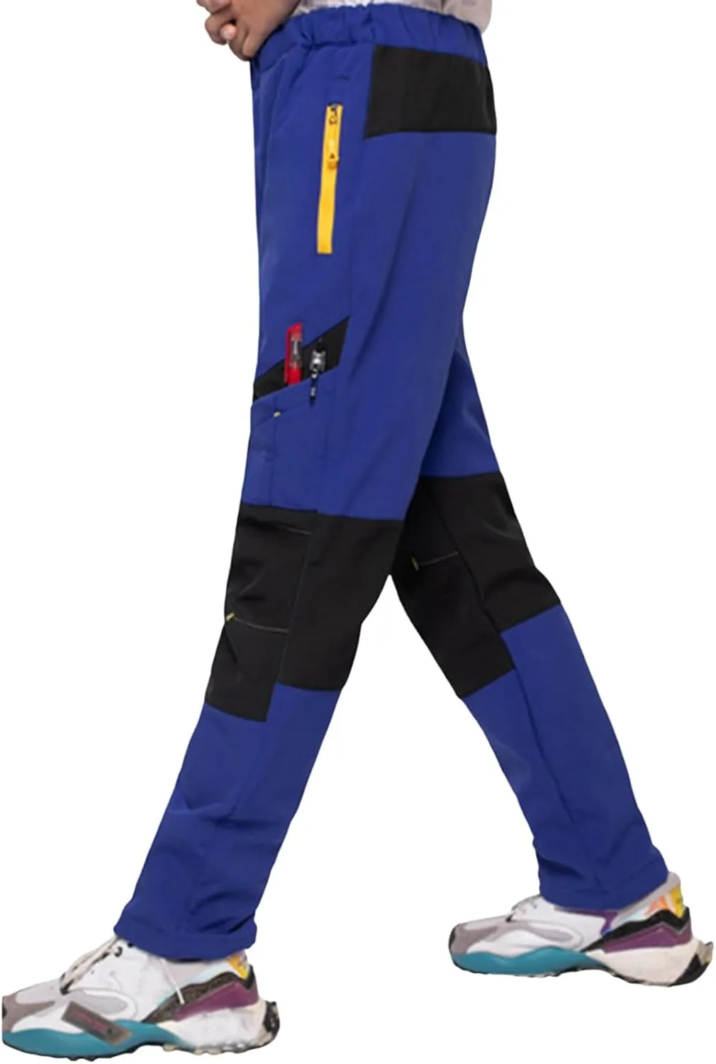 Kids Waterproof Snow Ski Pants Kids Winter Warm Fleece Snowboard Pants Breathable Elastic Waist Outdoor Hiking Pants