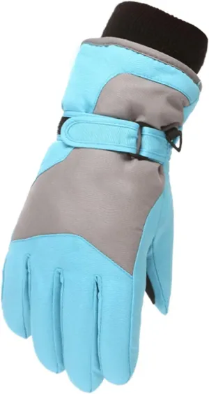 Kids Winter Gloves Ski Gloves Snow Gloves Water Proof Insulated Gloves Girls & Boys Snowboarding Windproof Mittens (Light Blue, 7-12 Year)
