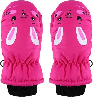 Kids Winter Gloves, Snow aterproof Ski Cold Weather Insulated Outdoor Snowboard Gloves for Boys Girls Youth (Hot Pink, One Size)