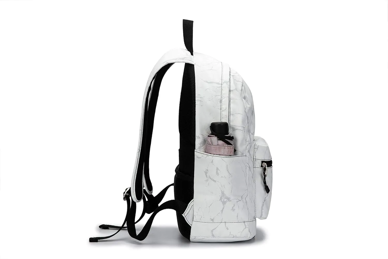 Kinmac Water Resistant Laptop Travel Outdoor Backpack with USB Charging Port for 13 inch 14 inch and 15.6 inch Laptop (White Marble)