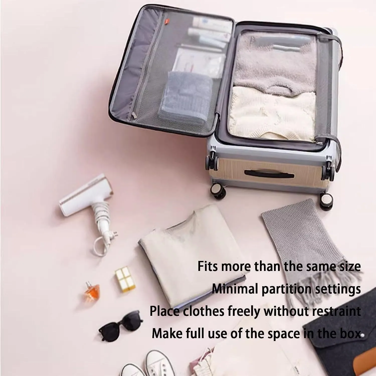 KYUSAR Carry On Luggages Suitcase Foldable Suitcases Adjustable Trolley Carry On Luggage Front Open Suitcase Universal Wheel Luggage Suitcases (Color : F, Size : 24 in)