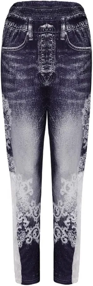 LCMTWX Fleece Lined Leggings Printed Pants Casual Elastic Slim Long Boot Women Pants Fleece Lined Leggings