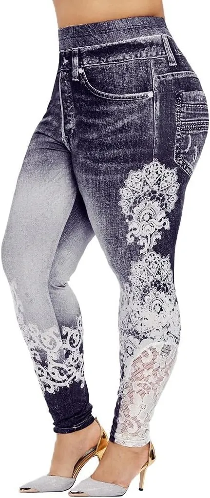 LCMTWX Fleece Lined Leggings Printed Pants Casual Elastic Slim Long Boot Women Pants Fleece Lined Leggings
