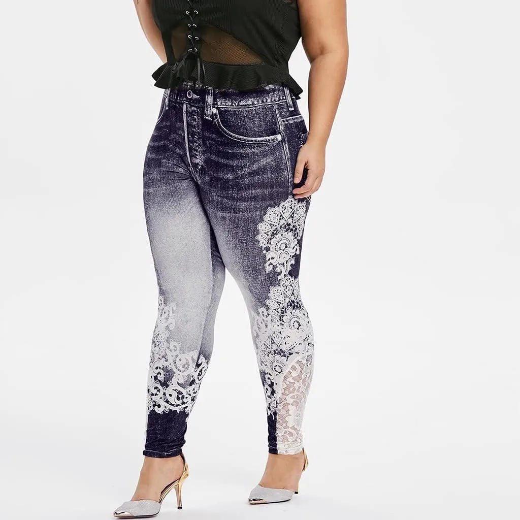 LCMTWX Fleece Lined Leggings Printed Pants Casual Elastic Slim Long Boot Women Pants Fleece Lined Leggings