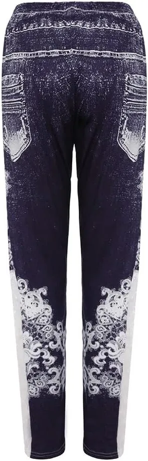 LCMTWX Fleece Lined Leggings Printed Pants Casual Elastic Slim Long Boot Women Pants Fleece Lined Leggings