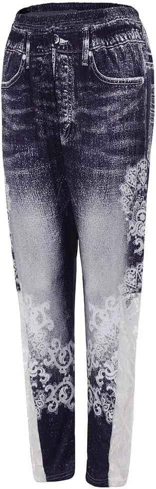LCMTWX Fleece Lined Leggings Printed Pants Casual Elastic Slim Long Boot Women Pants Fleece Lined Leggings