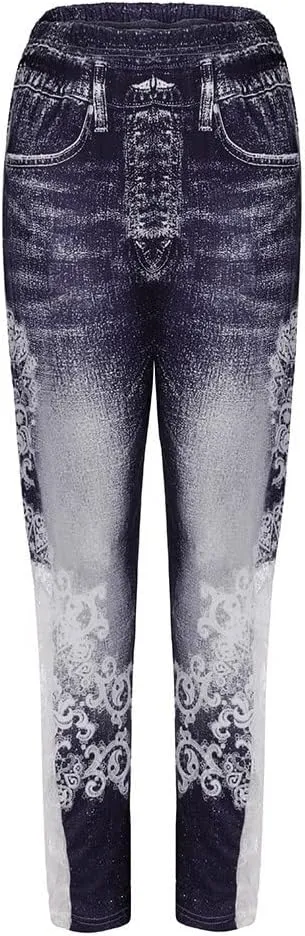 LCMTWX Fleece Lined Leggings Printed Pants Casual Elastic Slim Long Boot Women Pants Fleece Lined Leggings