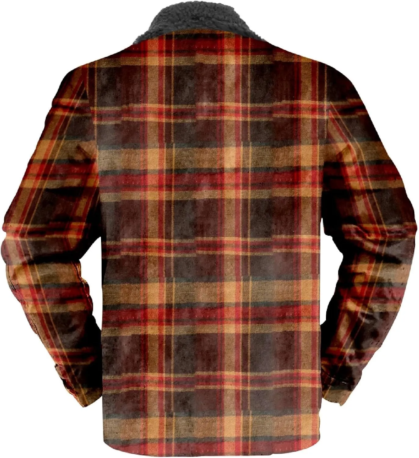 LCMTWX Men's Plaid Hooded Shirts Print Hooded Zipper Pocket Long Sleeve Shirt Patchwork Jacket Casual Loose Thickened