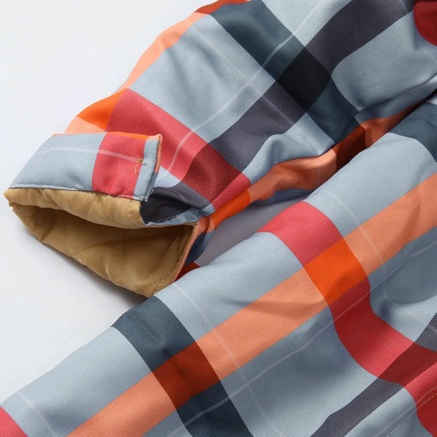 LCMTWX Men's Plaid Hooded Shirts Print Hooded Zipper Pocket Long Sleeve Shirt Patchwork Jacket Casual Loose Thickened