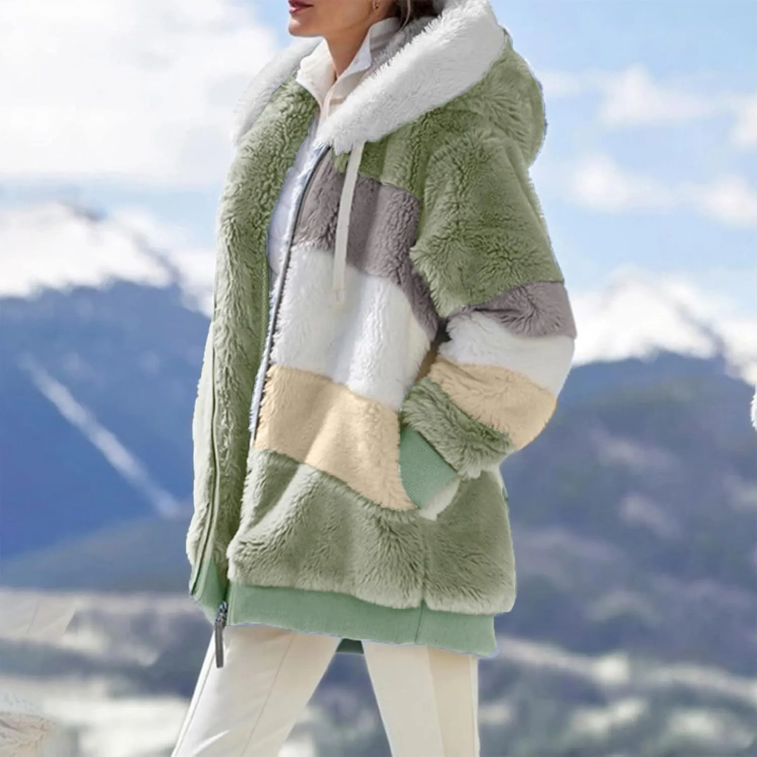 LCMTWX Womens Coats Coats Warm Plush Hooded Jackets Up Button Cardigan Trendy Plaid Fuzzy Outerwear Thick Jacket For Women