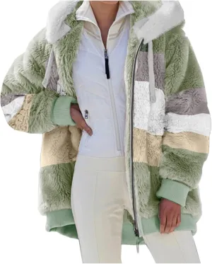 LCMTWX Womens Coats Coats Warm Plush Hooded Jackets Up Button Cardigan Trendy Plaid Fuzzy Outerwear Thick Jacket For Women