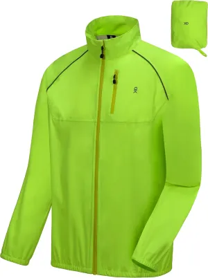 Little Donkey Andy Men's Waterproof Cycling Stretch Jacket, Running Golf Rain Jacket, Ultralight Windbreaker, Packable Yellow Size M